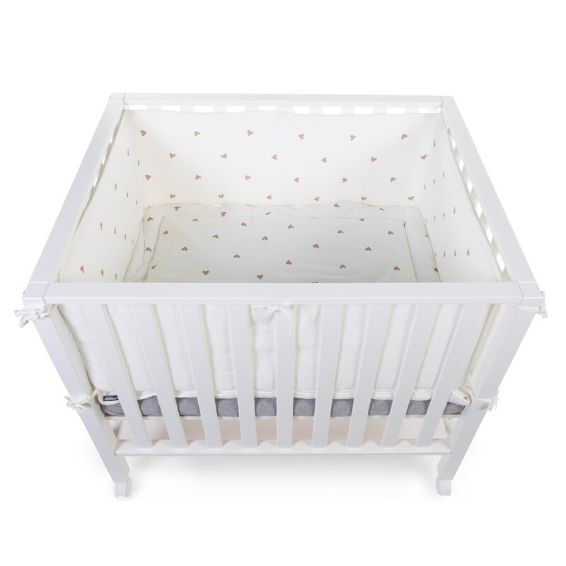 Childhome Protectie patut 35x340 cm JerseMuselina inimioare