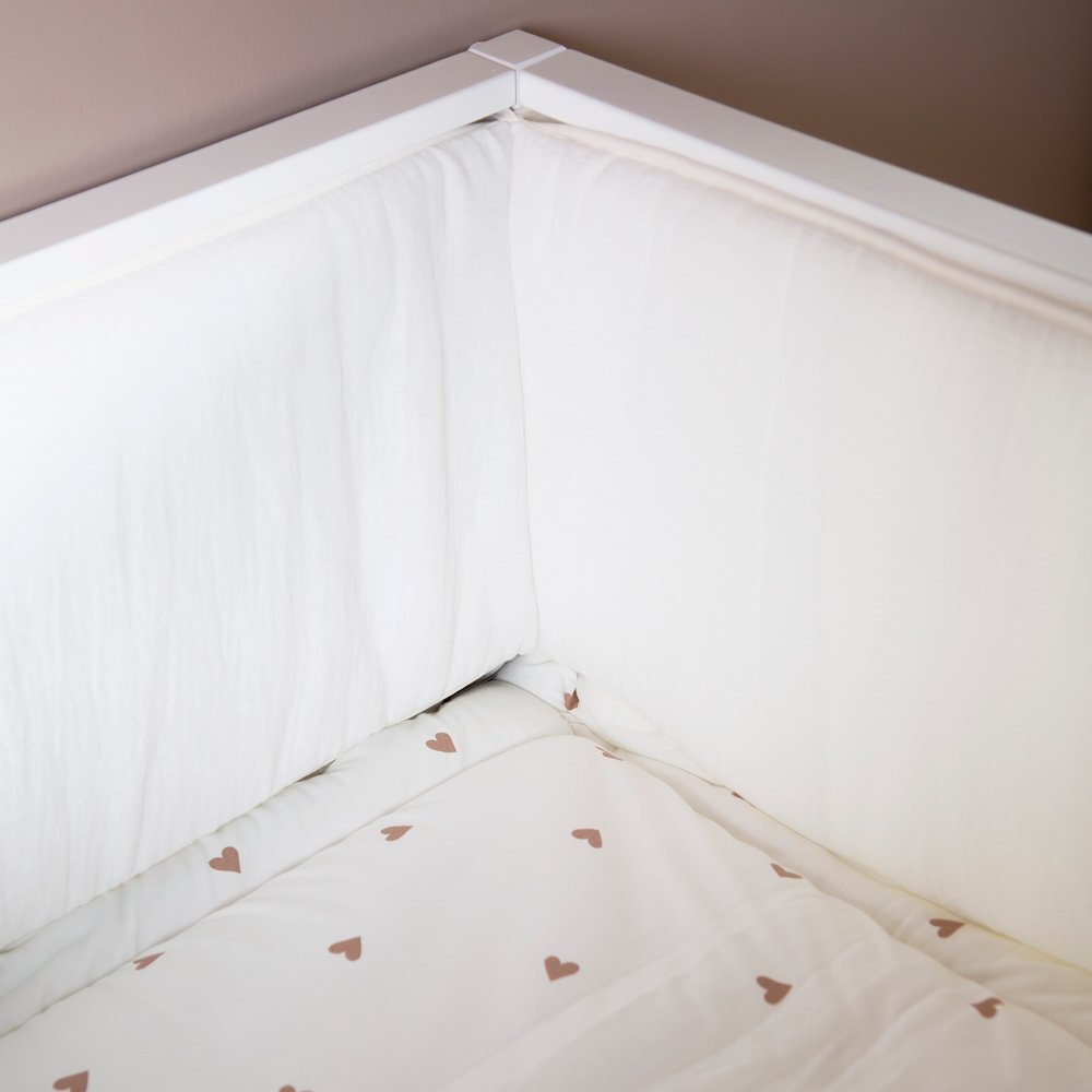 Childhome Protectie patut 35x340 cm JerseMuselina inimioare