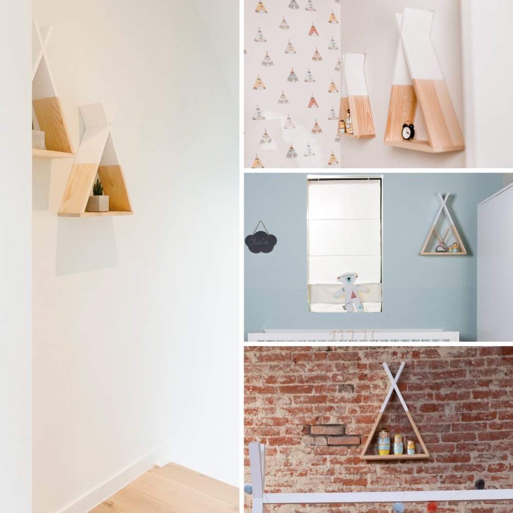 Childhome Raft de perete Tipi lemn naturalalb