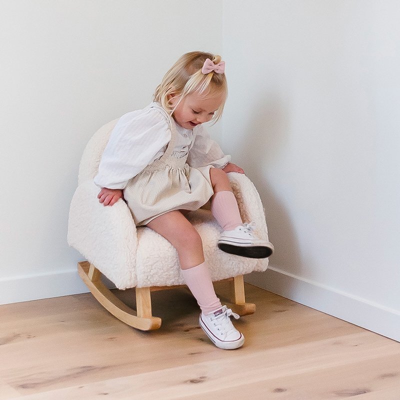 Childhome Scaun balansoar pentru copii Teddy alb