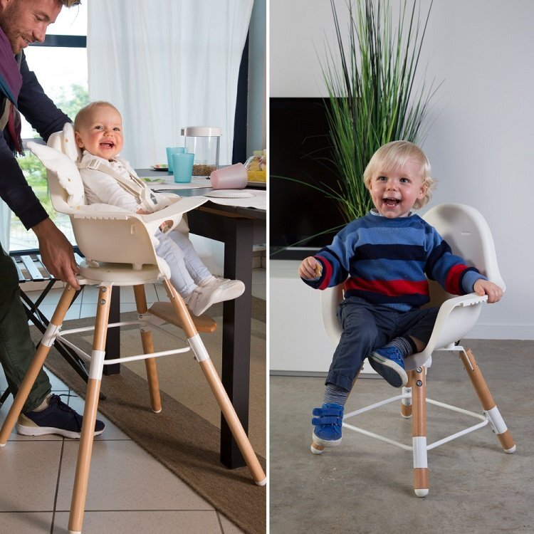 Childhome Scaun de masa reglabil in inaltime Evolu 2 natural inchisalb transparent