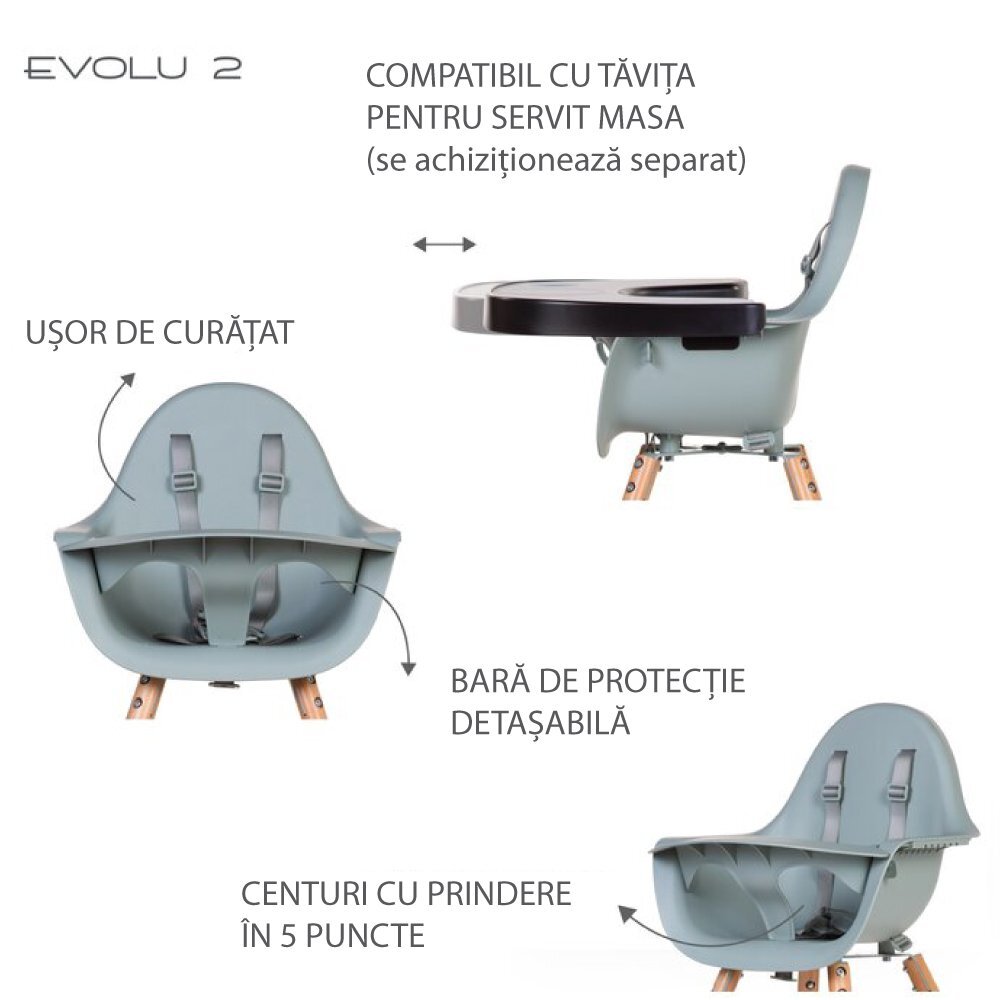 Childhome Scaun de masa reglabil in inaltime Evolu 2 NaturalMenta