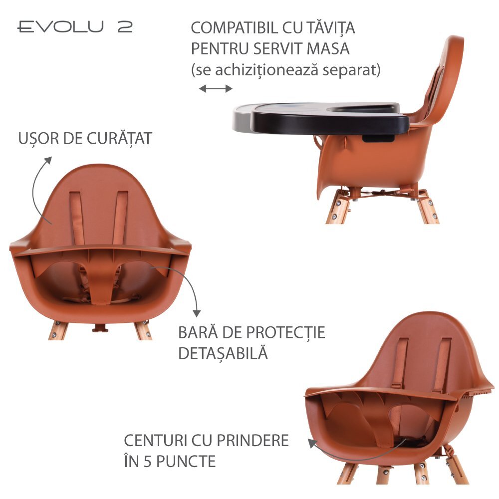 Childhome Scaun de masa reglabil in inaltime Evolu 2 NaturalRuginiu