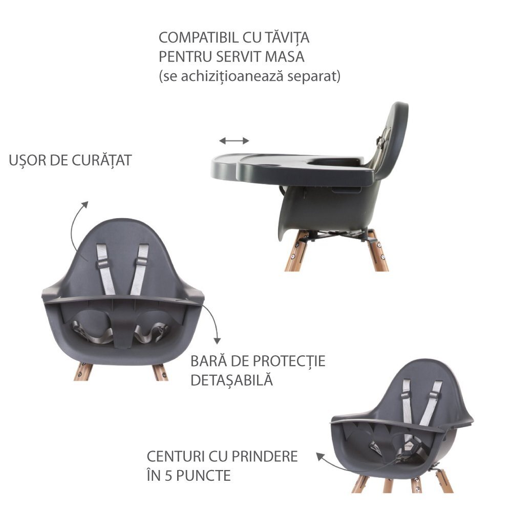 Childhome Scaun de masa reglabil in inaltime Evolu 2 NucNegru