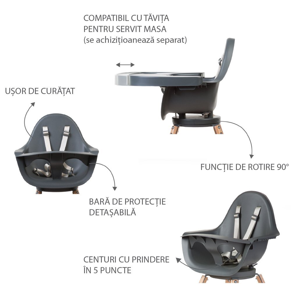 Childhome Scaun de masa reglabil in inaltime Evolu One.80 naturalantracit