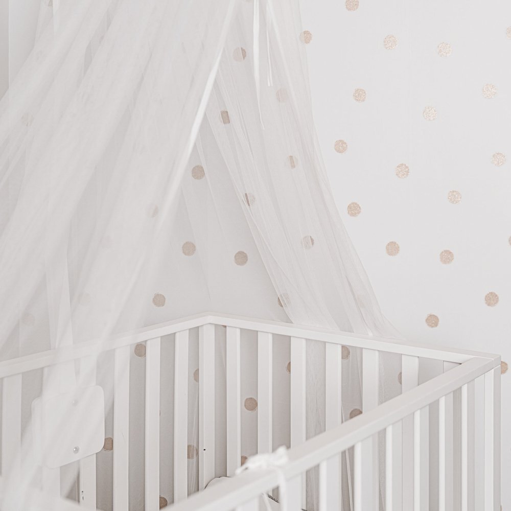 Childhome Suport baldachin cu plasa de tantari fag alb