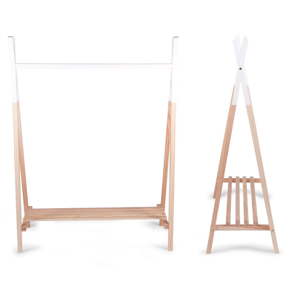 Childhome Suport haine Tipi 107x48x137 cm lemn natural alb
