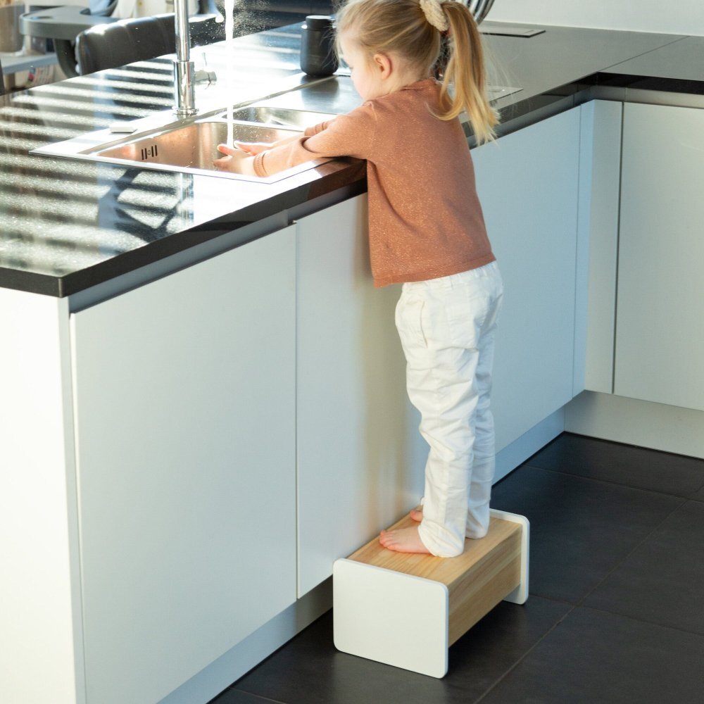 Childhome Treapta inaltator 35x23x18 cm lemn natural alb