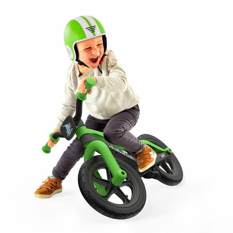 Chillafish Bicicleta copii fara pedale BMXie 02 Kiwi 12 inch varsta 2-5 ani suport pentru picioare si frana integrata scaun reglabil de la 32 la 39 cm anvelopele RubberSkin