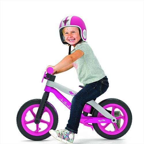 Chillafish Bicicleta copii fara pedale BMXie 02 Pink cu suport pentru picioare si frana integrata varsta 2-5 ani scaun reglabil de la 32 la 39 cm anvelopele RubberSkin