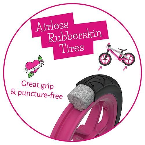 Chillafish Bicicleta copii fara pedale BMXie 02 Pink cu suport pentru picioare si frana integrata varsta 2-5 ani scaun reglabil de la 32 la 39 cm anvelopele RubberSkin