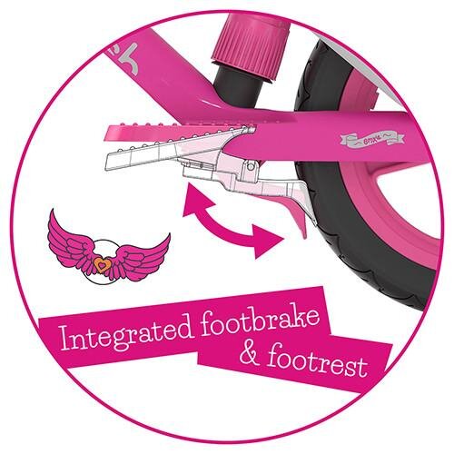 Chillafish Bicicleta copii fara pedale BMXie 02 Pink cu suport pentru picioare si frana integrata varsta 2-5 ani scaun reglabil de la 32 la 39 cm anvelopele RubberSkin