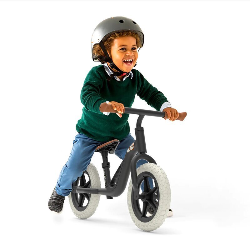 Chillafish Bicicleta de echilibru Charlie Black Usoara Cu ghidon si sa reglabile Greutate 2.5 Kg Cu roti din spuma EVA 10 inch Pentru 18-48 luni
