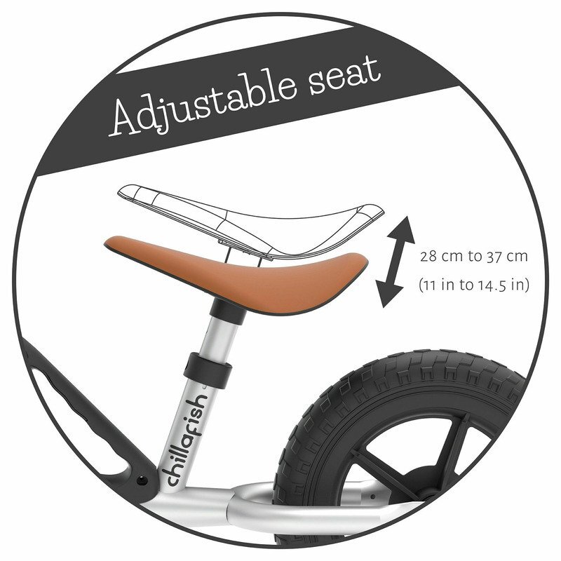 Chillafish Bicicleta de echilibru Charlie Silver Usoara Cu ghidon si sa reglabile Greutate 2.5 Kg Cu roti din spuma EVA 10 inch Pentru 18-48 luni