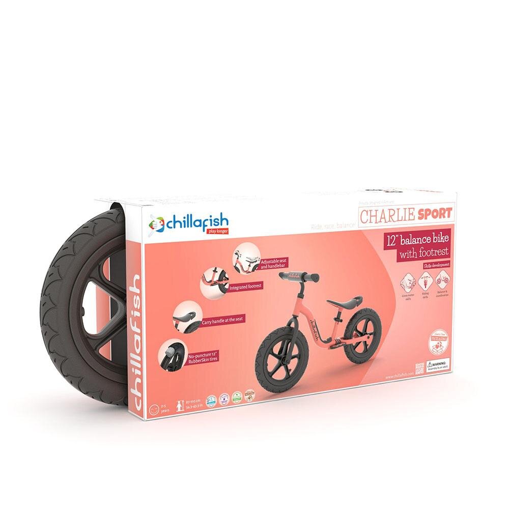 Chillafish Bicicleta de echilibru Charlie Sport Flamingo 12 inch reglabila ghidon din spuma suport picioare greutate admisa 35 kg