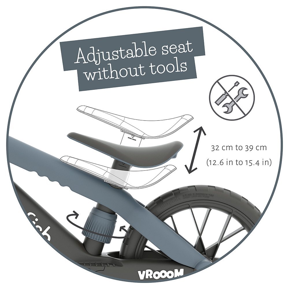 Chillafish Bicicleta fara pedale BMXie Vroom Anthracite 12 inch suport pentru picioare integrat varsta 2-5 ani scaun reglabil anvelope EVA greutate admisa 35 kg