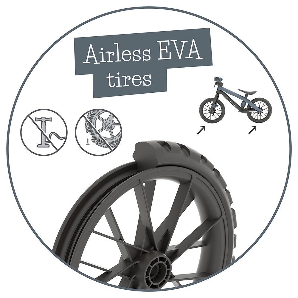 Chillafish Bicicleta fara pedale BMXie Vroom Anthracite 12 inch suport pentru picioare integrat varsta 2-5 ani scaun reglabil anvelope EVA greutate admisa 35 kg