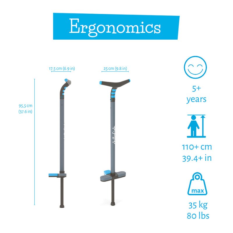 Chillafish Saritor pentru copii 5 ani+ Poogi Albastru stick pogo