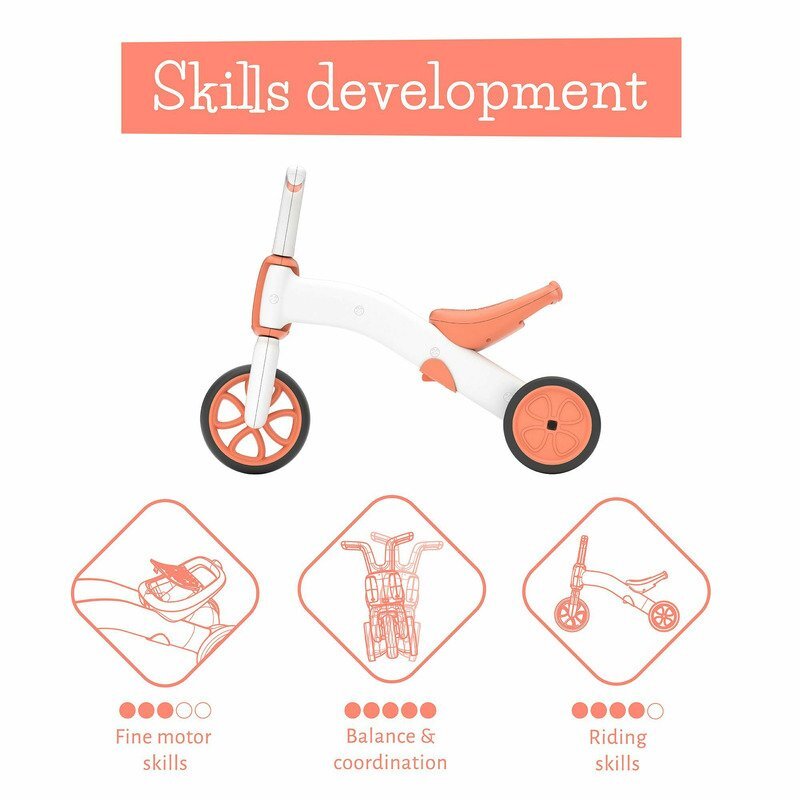 Chillafish Tricicleta pentru copii Bunzi Mate Flamingo 2 in 1 transformabila in bicicleta fara pedale scaun usor reglabil roti din cauciuc sintetic spatiu depozitare jucarii greutate admisa 25 kg