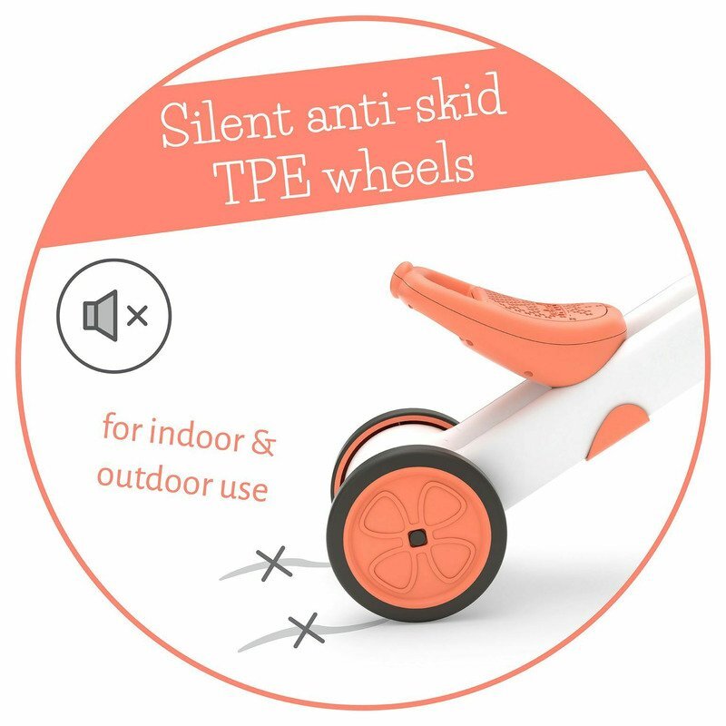 Chillafish Tricicleta pentru copii Bunzi Mate Flamingo 2 in 1 transformabila in bicicleta fara pedale scaun usor reglabil roti din cauciuc sintetic spatiu depozitare jucarii greutate admisa 25 kg