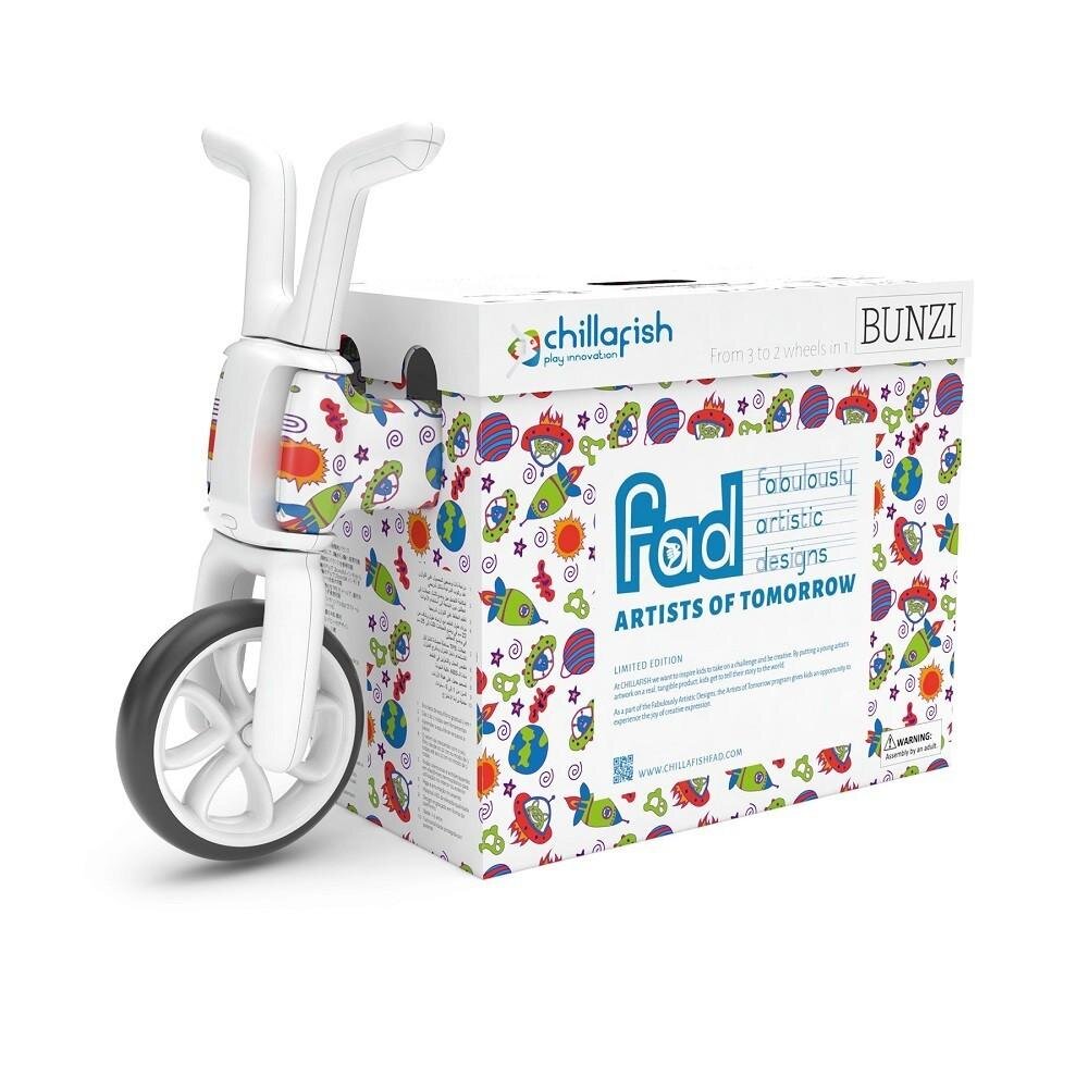 Chillafish Tricicleta pentru copii Bunzi Monsters 2 in 1 transformabila in bicicleta fara pedale scaun usor reglabil roti din cauciuc sintetic spatiu depozitare jucarii greutate admisa 25 kg