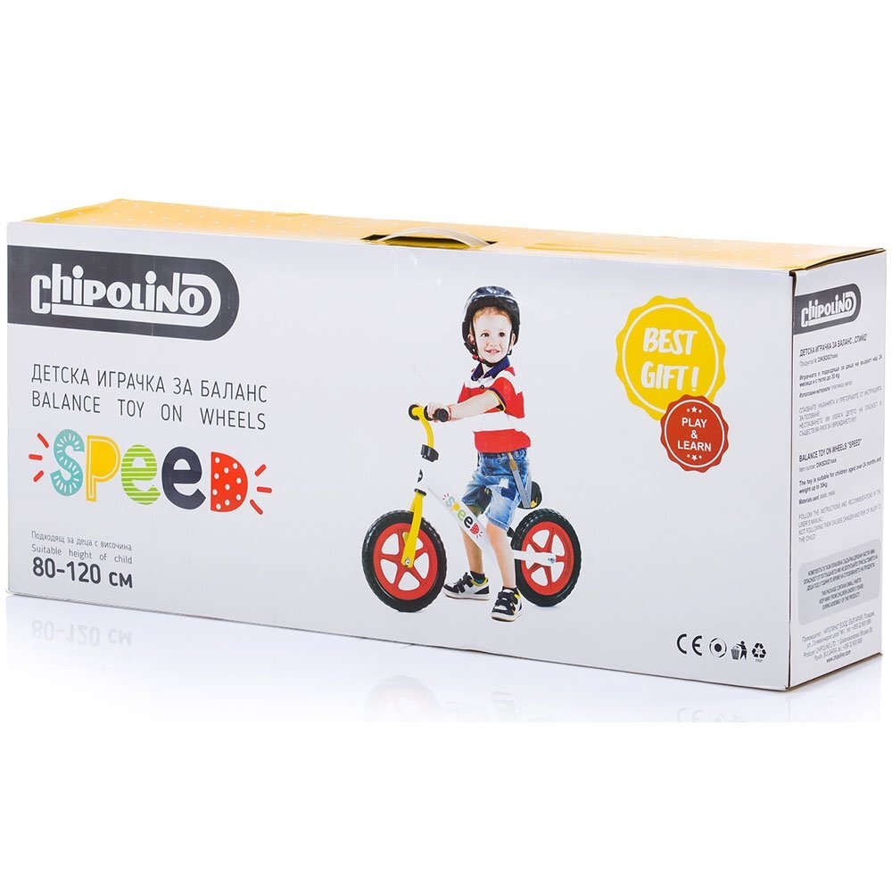 CHIPOLINO Bicicleta copii fara pedale Speed blue 12 inch de la 2 ani pana la greutatea de 30 kg scaun si ghidon reglabile pe inaltime cadru extrem de usor