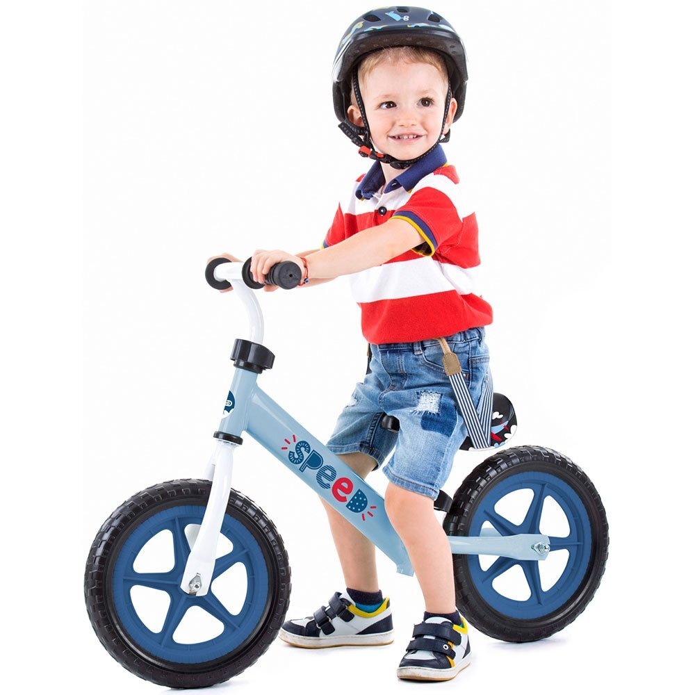 CHIPOLINO Bicicleta copii fara pedale Speed blue 12 inch de la 2 ani pana la greutatea de 30 kg scaun si ghidon reglabile pe inaltime cadru extrem de usor