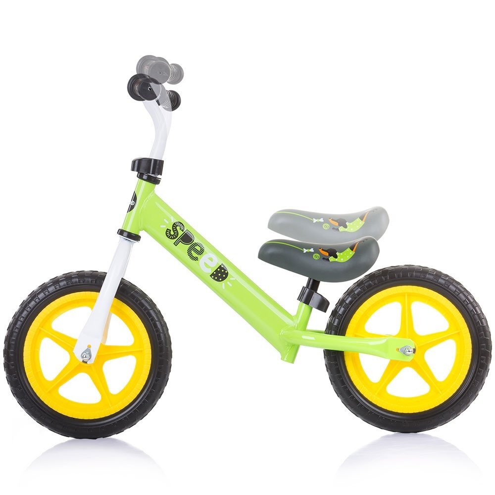 CHIPOLINO Bicicleta copii fara pedale Speed green 12 inch de la 2 ani pana la greutatea de 30 kg scaun si ghidon reglabile pe inaltime cadru extrem de usor