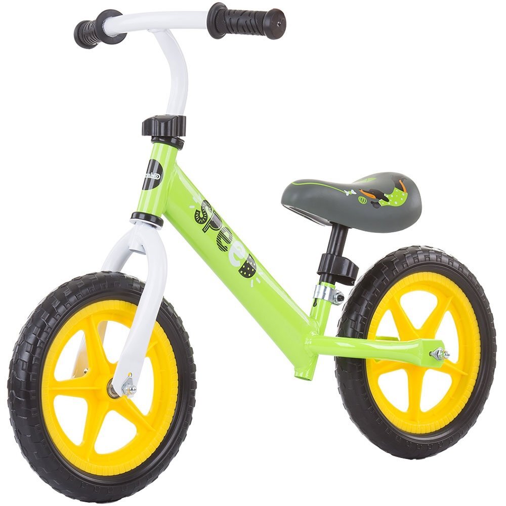 CHIPOLINO Bicicleta copii fara pedale Speed green 12 inch de la 2 ani pana la greutatea de 30 kg scaun si ghidon reglabile pe inaltime cadru extrem de usor