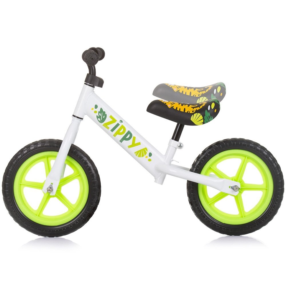 CHIPOLINO Bicicleta pentru copii Zippy Green fara pedale scaun reglabil manere antiderapante greutate suportata 25 kg varsta 3 ani+