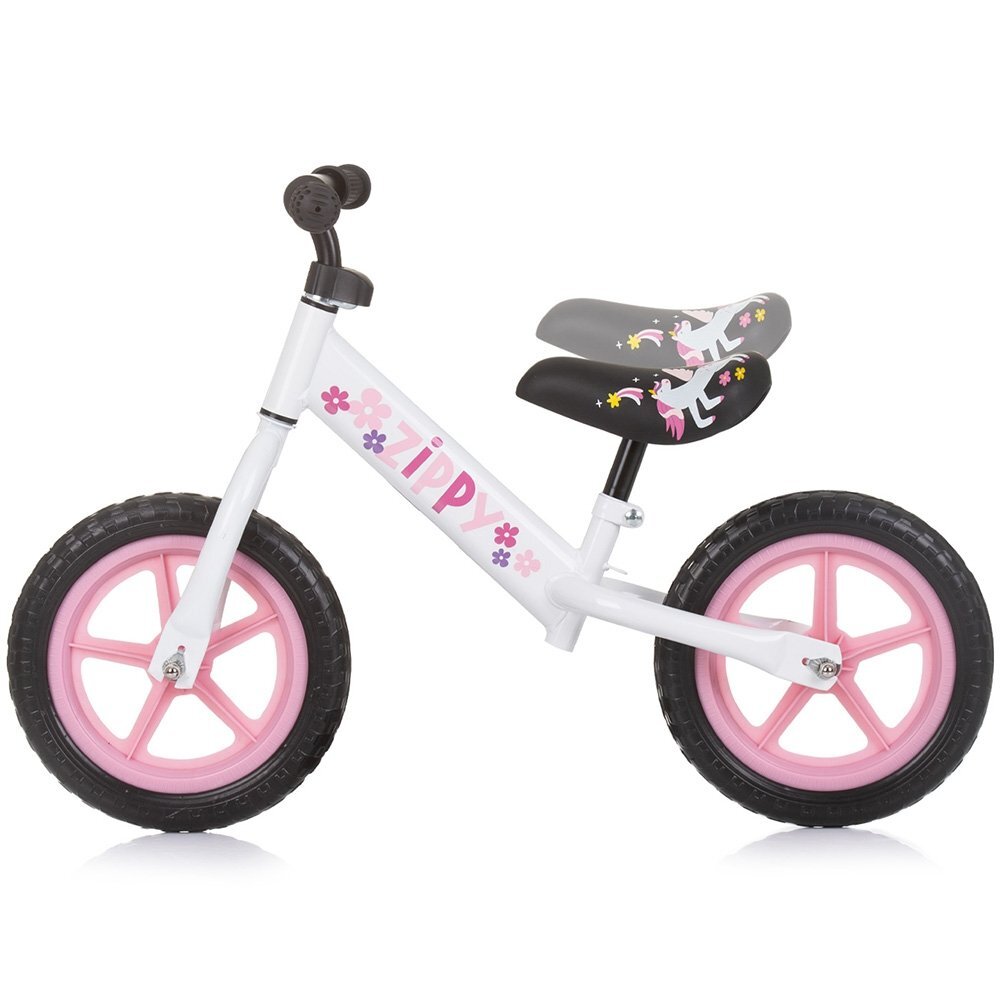 CHIPOLINO Bicicleta pentru copii Zippy Pink fara pedale scaun reglabil manere antiderapante greutate suportata 25 kg varsta 3 ani+