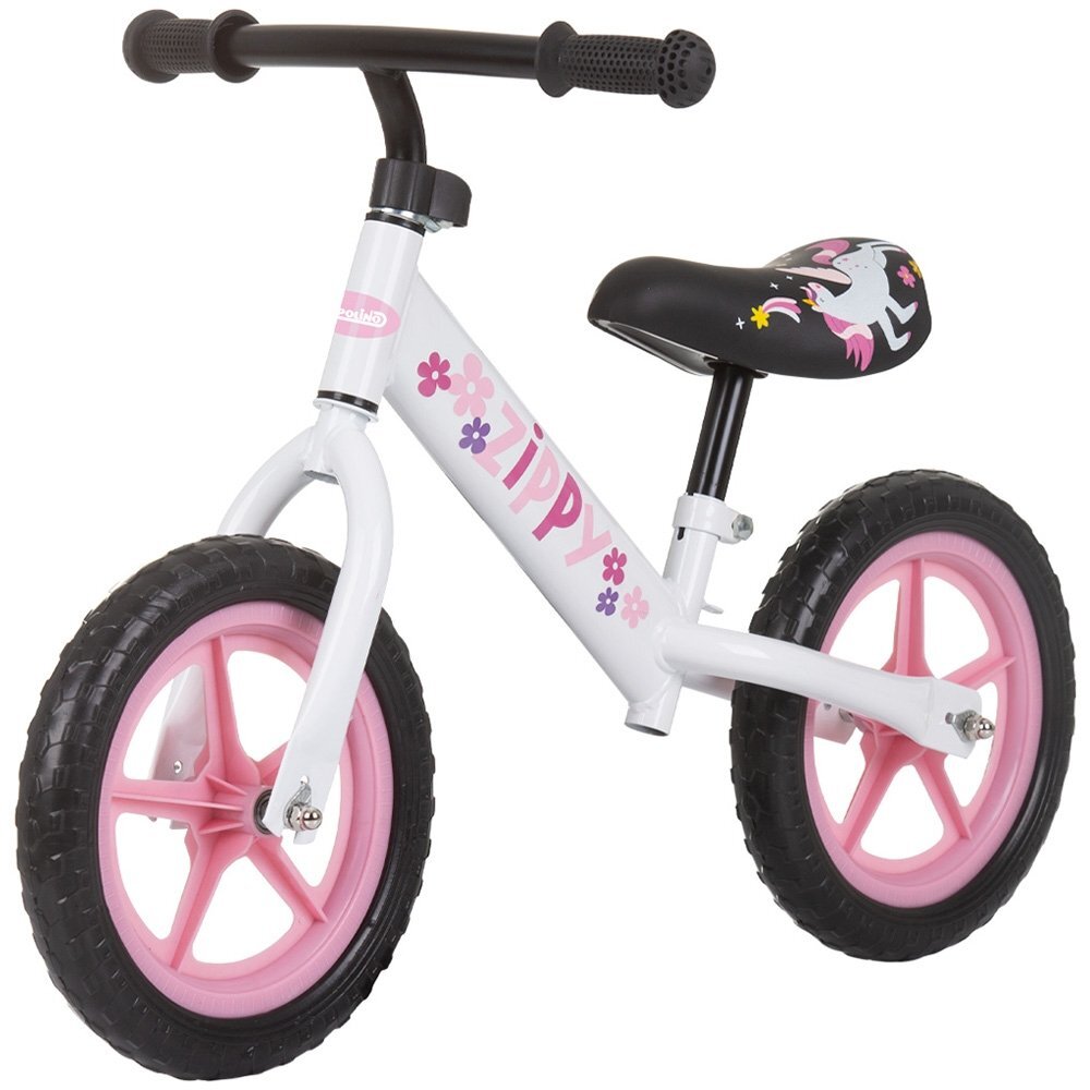 CHIPOLINO Bicicleta pentru copii Zippy Pink fara pedale scaun reglabil manere antiderapante greutate suportata 25 kg varsta 3 ani+