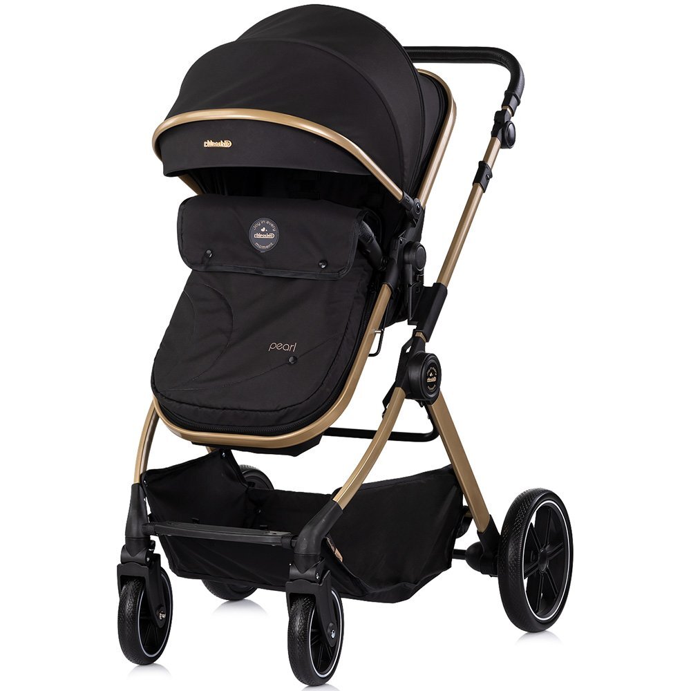 CHIPOLINO Carucior 2 in 1 pentru copii Pearl Noir transformabil sezut reversibil bara detasabila roti cu suspensii geanta greutate admisa 22 kg
