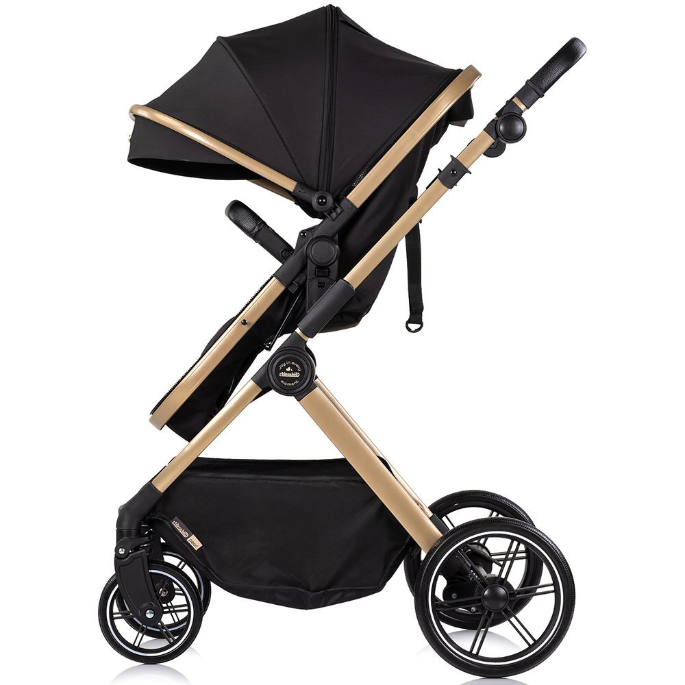 CHIPOLINO Carucior 2 in 1 pentru copii Pearl Noir transformabil sezut reversibil bara detasabila roti cu suspensii geanta greutate admisa 22 kg