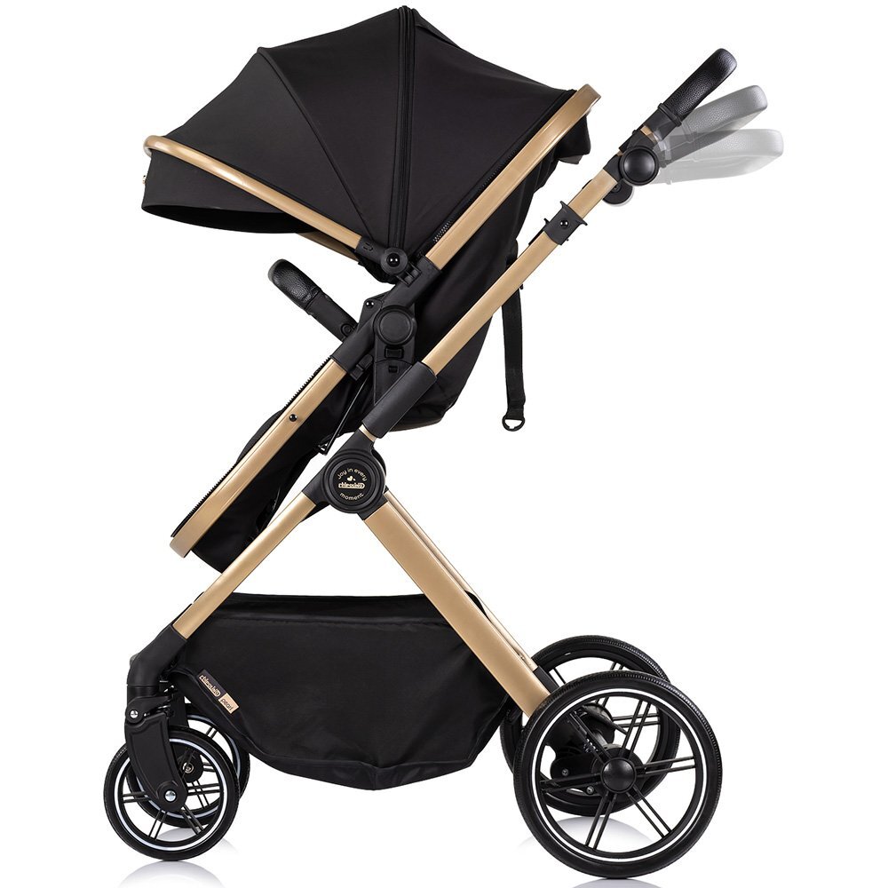 CHIPOLINO Carucior 2 in 1 pentru copii Pearl Noir transformabil sezut reversibil bara detasabila roti cu suspensii geanta greutate admisa 22 kg