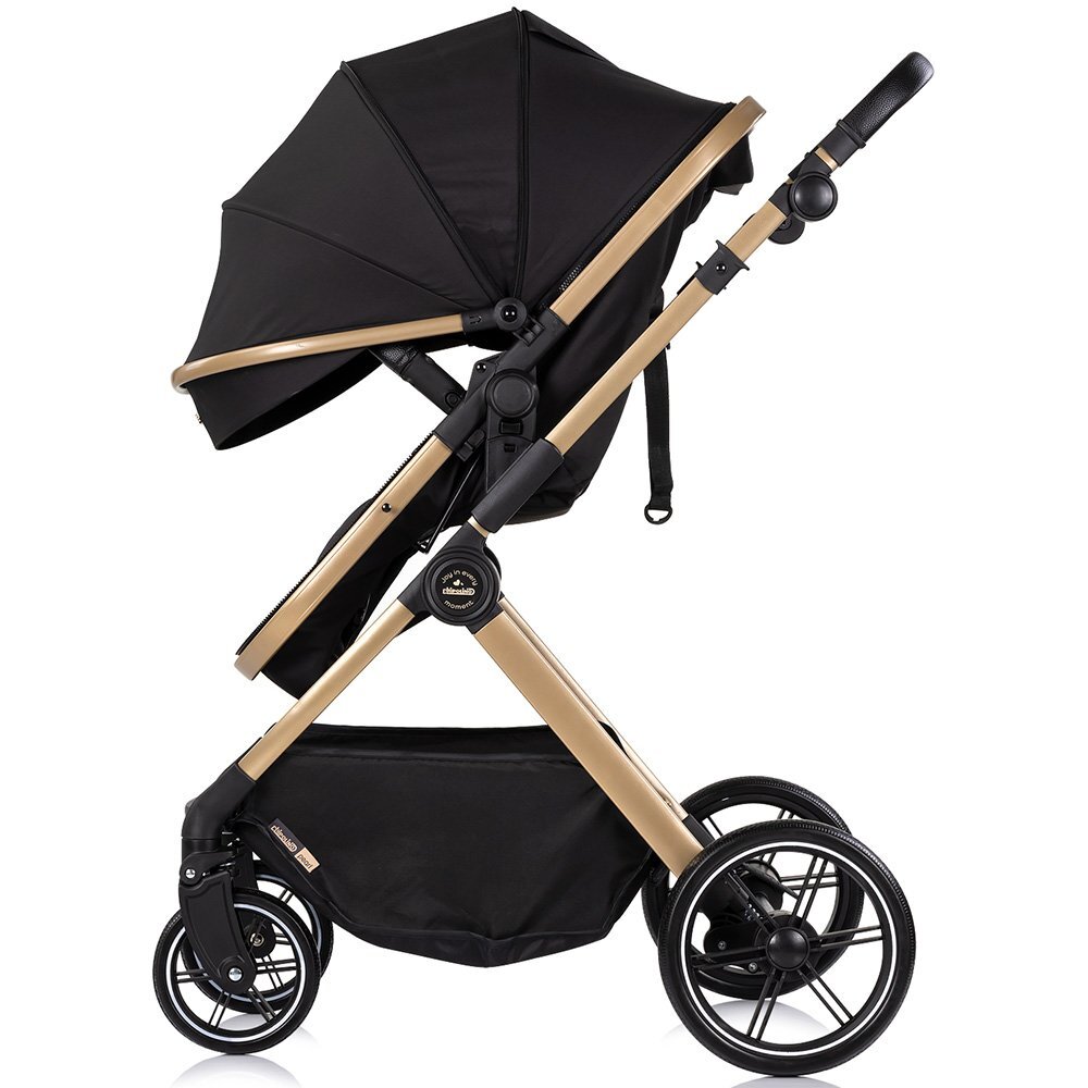 CHIPOLINO Carucior 2 in 1 pentru copii Pearl Noir transformabil sezut reversibil bara detasabila roti cu suspensii geanta greutate admisa 22 kg