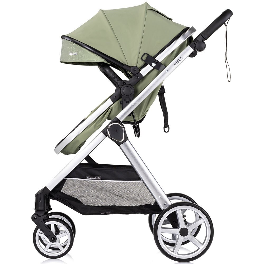 CHIPOLINO Carucior 2 in 1 pentru copii Vista Basil transformabil cadru din aluminiu sezut reversibil maner reglabil suspensii husa de picioare geanta greutate suportata 22 kg