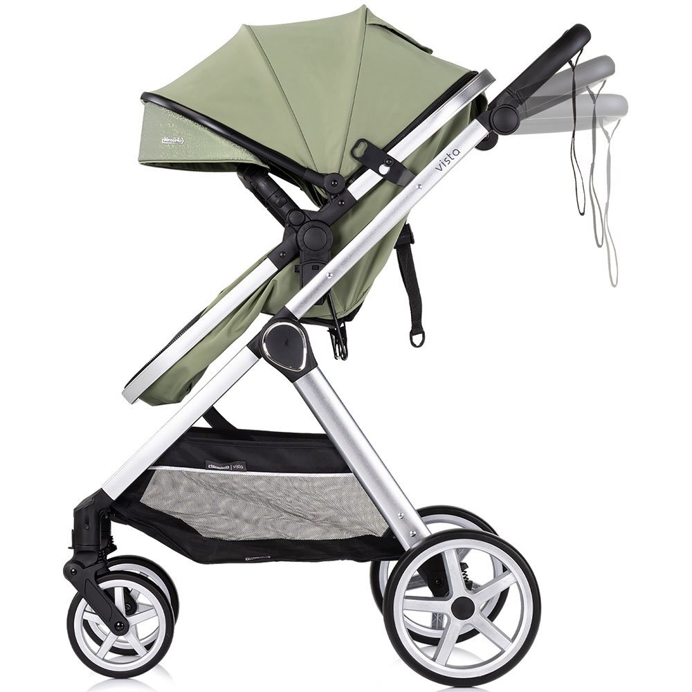 CHIPOLINO Carucior 2 in 1 pentru copii Vista Basil transformabil cadru din aluminiu sezut reversibil maner reglabil suspensii husa de picioare geanta greutate suportata 22 kg