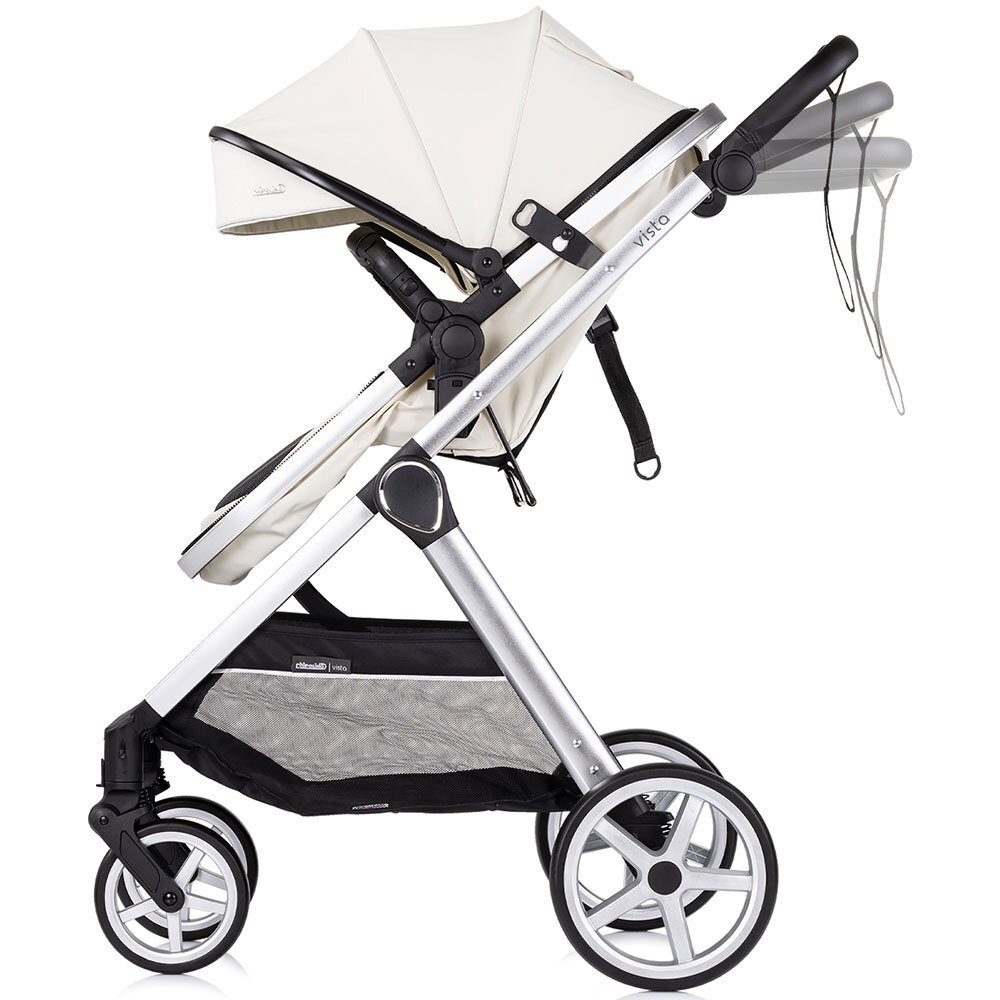 CHIPOLINO Carucior 2 in 1 pentru copii Vista Biscotta transformabil cadru din aluminiu sezut reversibil maner reglabil suspensii husa de picioare geanta greutate suportata 22 kg
