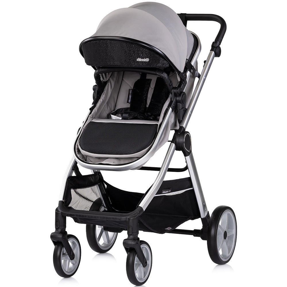 CHIPOLINO Carucior 2 in 1 pentru copii Vista Cloud Grey transformabil cadru din aluminiu sezut reversibil maner reglabil suspensii husa de picioare geanta greutate suportata 22 kg