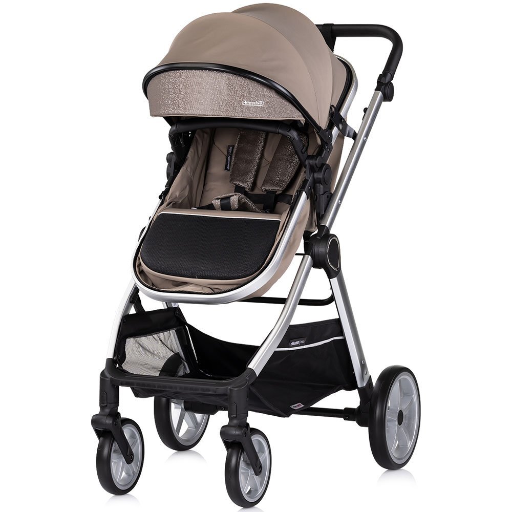 CHIPOLINO Carucior 2 in 1 pentru copii Vista Tiramisu transformabil cadru din aluminiu sezut reversibil maner reglabil suspensii husa de picioare geanta greutate suportata 22 kg