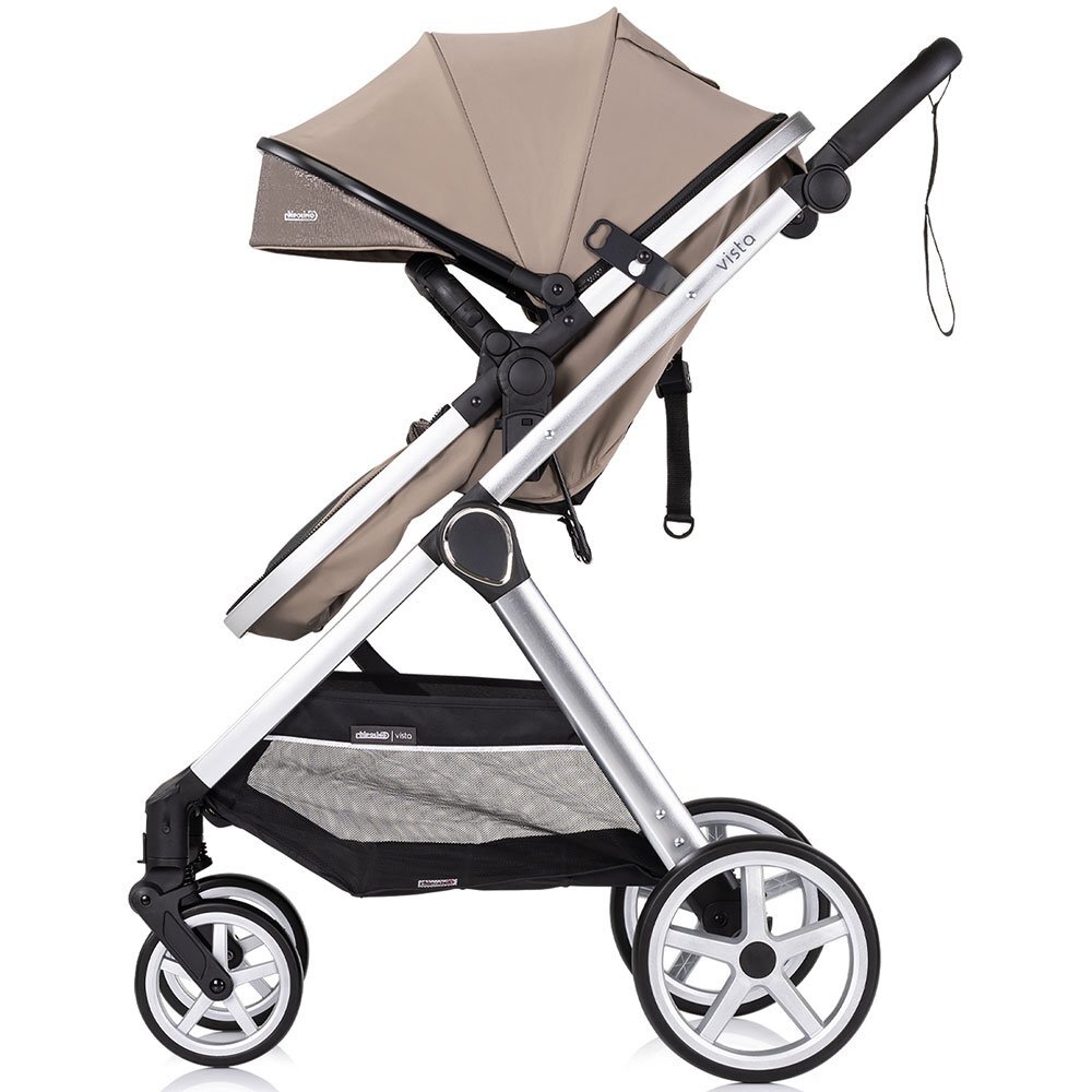 CHIPOLINO Carucior 2 in 1 pentru copii Vista Tiramisu transformabil cadru din aluminiu sezut reversibil maner reglabil suspensii husa de picioare geanta greutate suportata 22 kg