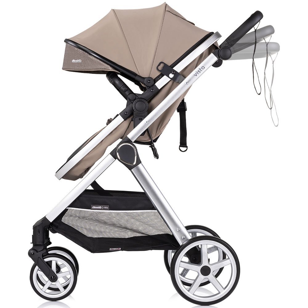 CHIPOLINO Carucior 2 in 1 pentru copii Vista Tiramisu transformabil cadru din aluminiu sezut reversibil maner reglabil suspensii husa de picioare geanta greutate suportata 22 kg