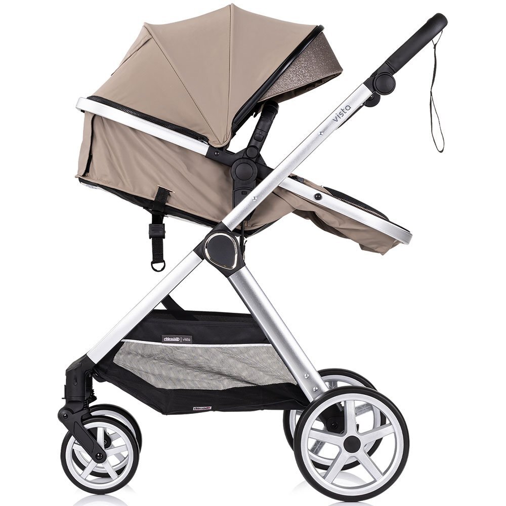 CHIPOLINO Carucior 2 in 1 pentru copii Vista Tiramisu transformabil cadru din aluminiu sezut reversibil maner reglabil suspensii husa de picioare geanta greutate suportata 22 kg