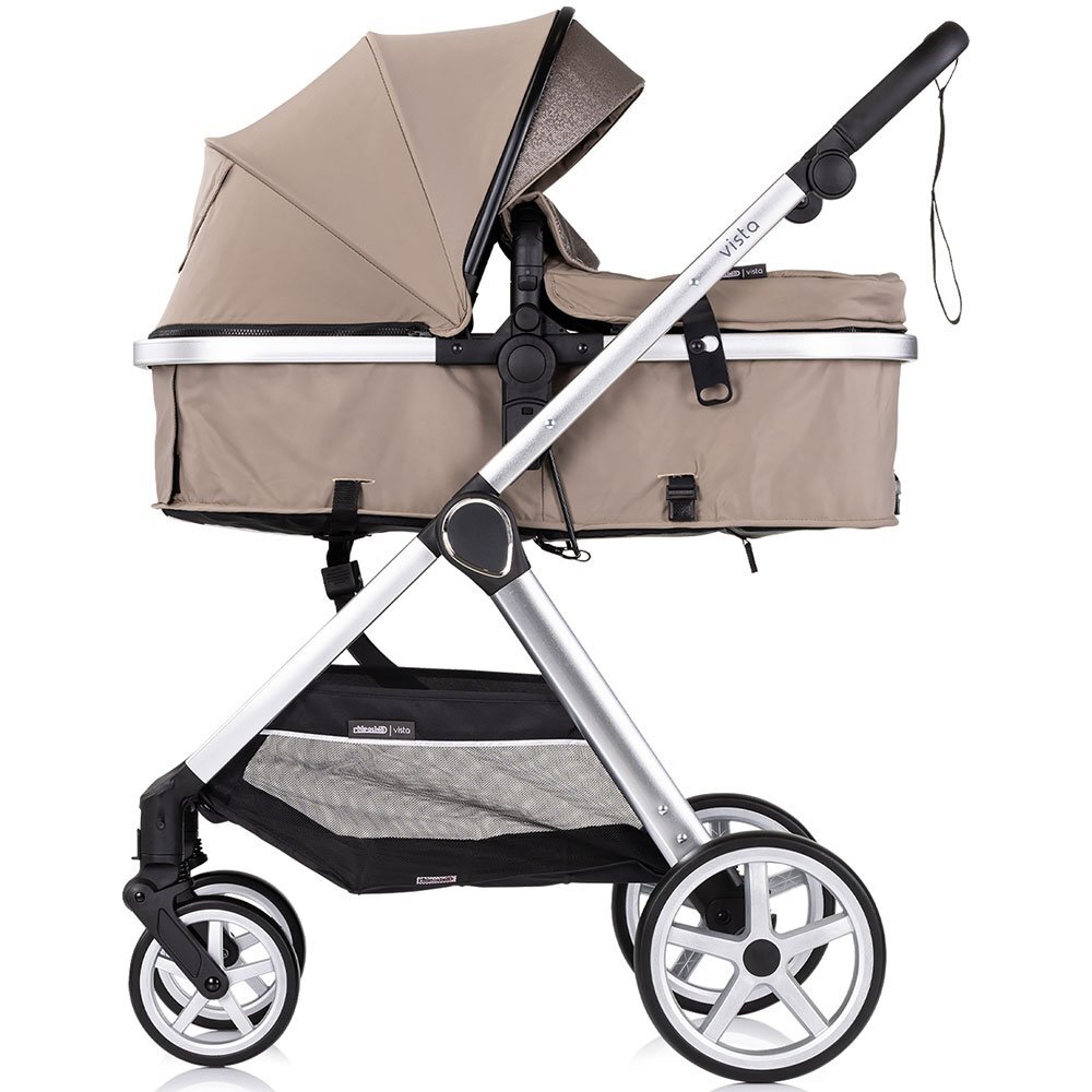 CHIPOLINO Carucior 2 in 1 pentru copii Vista Tiramisu transformabil cadru din aluminiu sezut reversibil maner reglabil suspensii husa de picioare geanta greutate suportata 22 kg