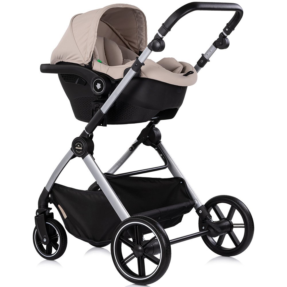 CHIPOLINO Carucior 3 in 1 pentru copii Pearl Latte transformabil reversibil roti cu suspensii geanta pentru infasat greutate admisa 22 kg