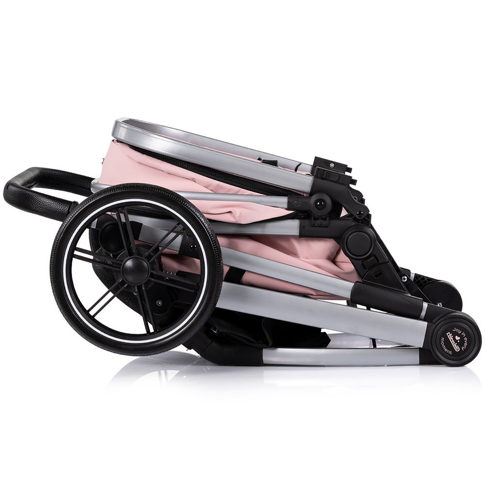 CHIPOLINO Carucior 3 in 1 pentru copii Pearl Powder Pink transformabil reversibil roti cu suspensii geanta pentru infasat greutate admisa 22 kg