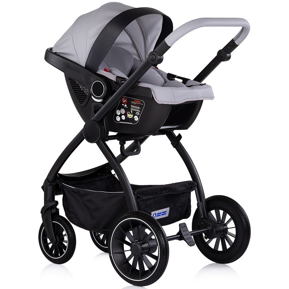 CHIPOLINO Carucior 3 in 1 pentru copii Prestige Platinum reversibil cadru din aluminiu roti cu suspensii greutate admisa 22 kg