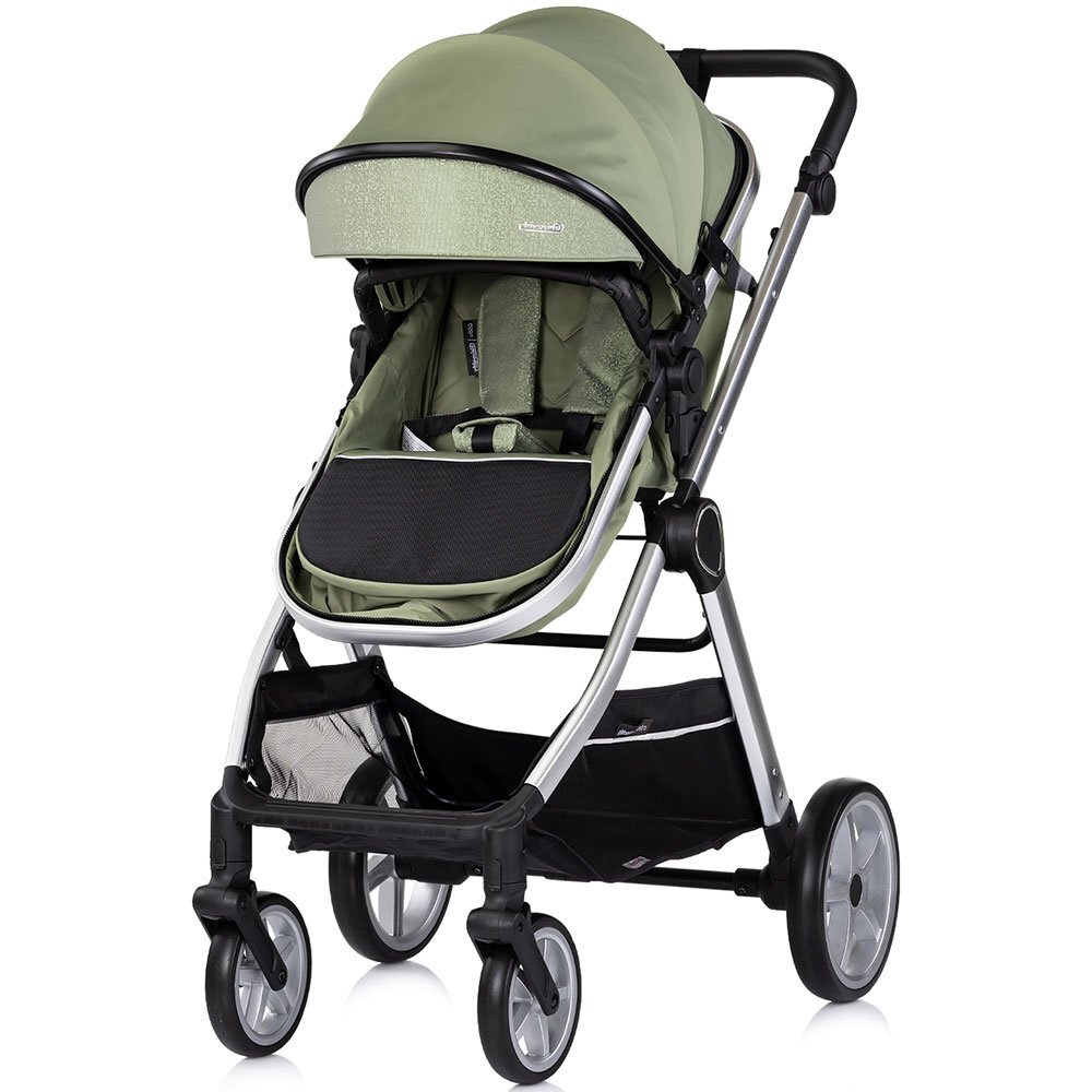 CHIPOLINO Carucior 3 in 1 pentru copii Vista Basil transformabil cadru din aluminiu sezut reversibil maner reglabil suspensii husa de picioare geanta greutate suportata 22 kg