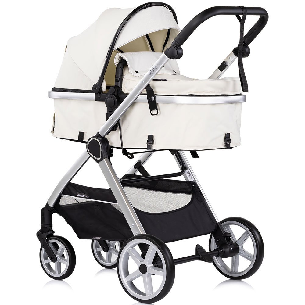CHIPOLINO Carucior 3 in 1 pentru copii Vista Biscotta transformabil cadru din aluminiu sezut reversibil maner reglabil suspensii husa de picioare geanta greutate suportata 22 kg